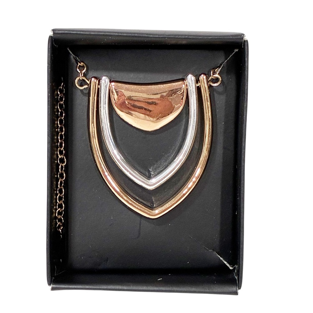 Gold‎ & Silver Tone Modernist Necklace Jewelry NEW